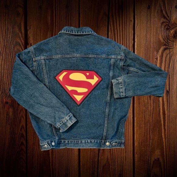 Vintage Superman Warner Bros DC Comics Denim Jacket Men's Small - Picture 1 of 6